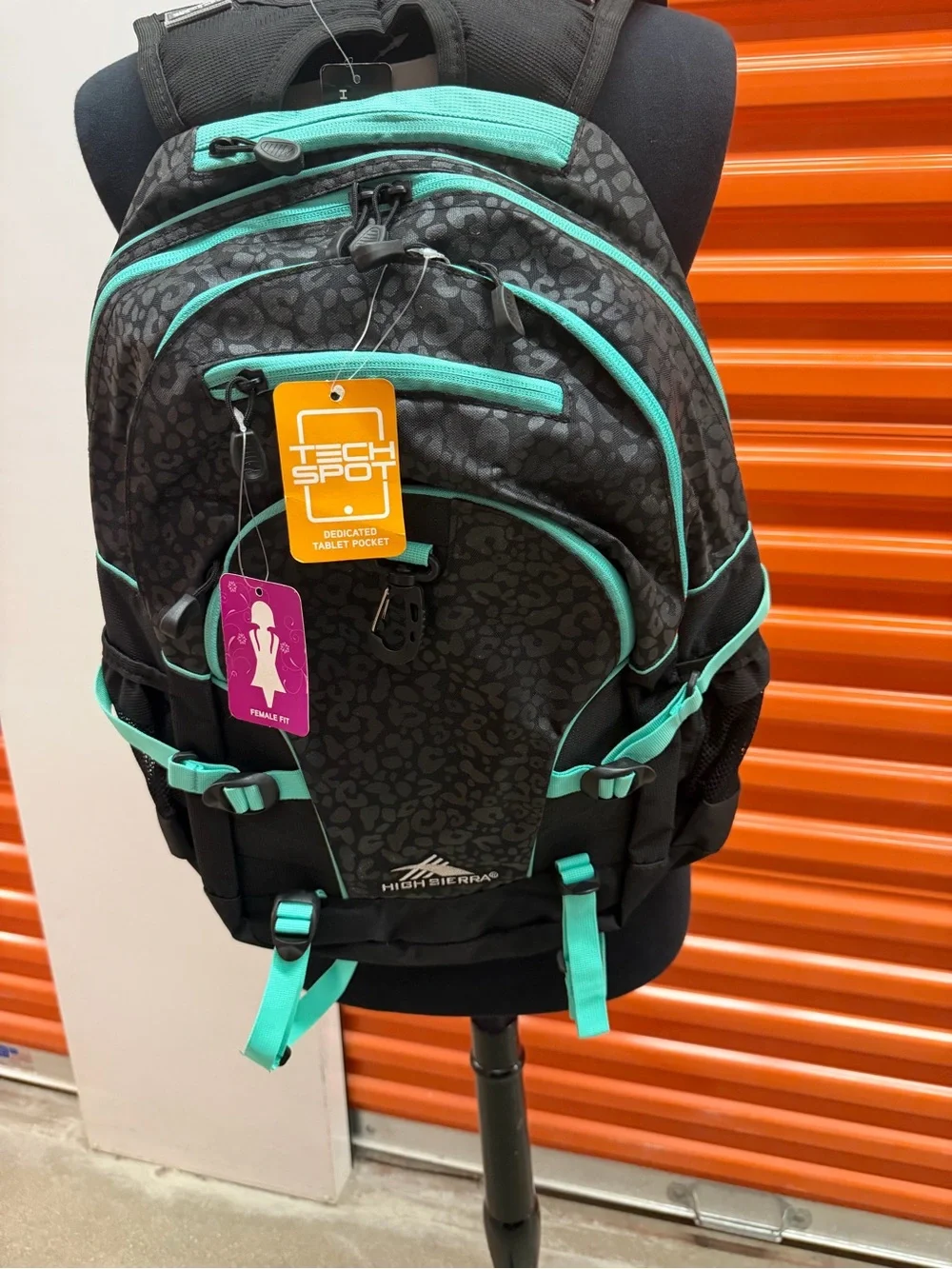 NWT High Sierra Loop Backpack, Travel/Work Bookbag with tablet sleeve Bk/Teal
